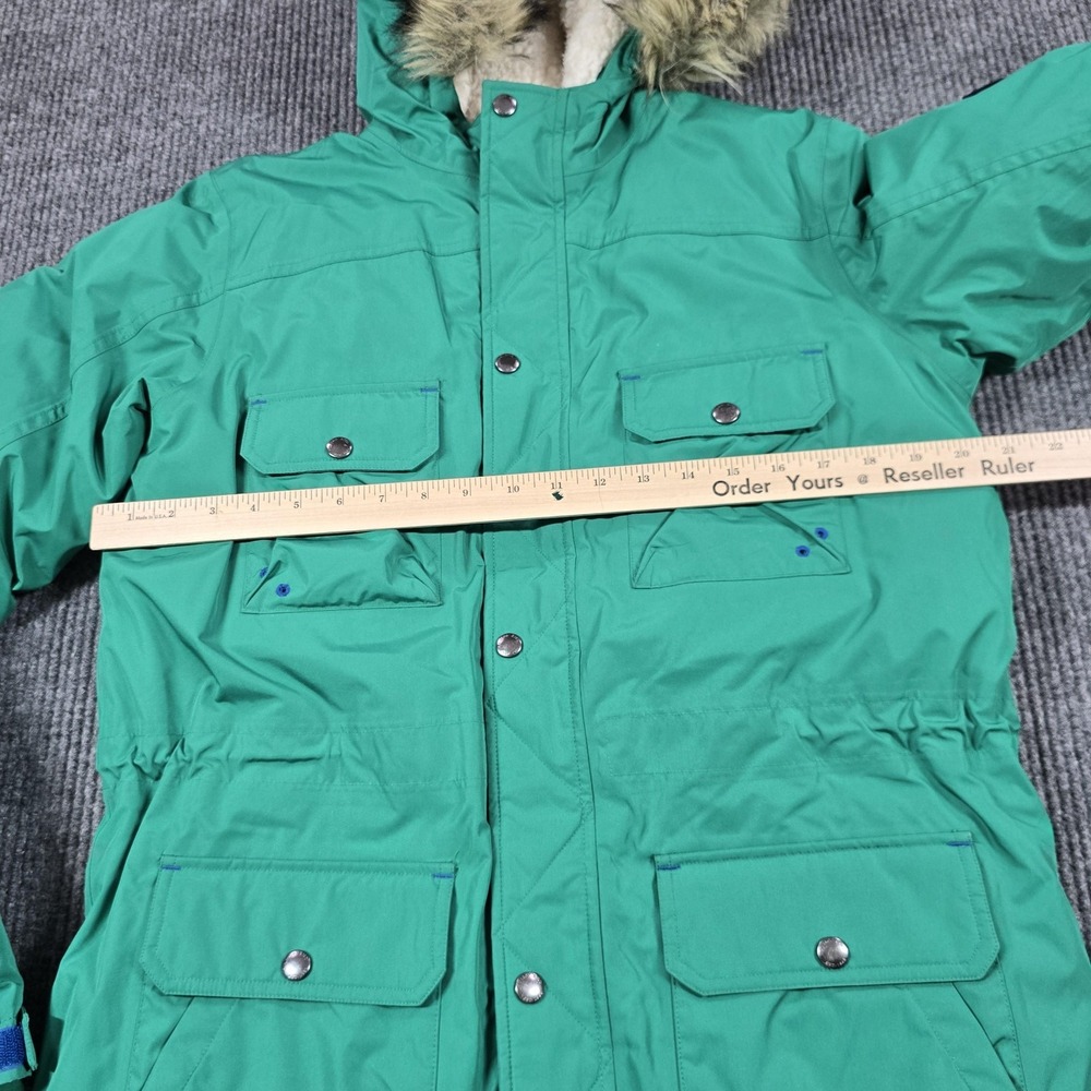 Lands End Parka Youth XL 18-20 Green Faux Fur Hood Down Insulated Winter Coat - Picture 13 of 13